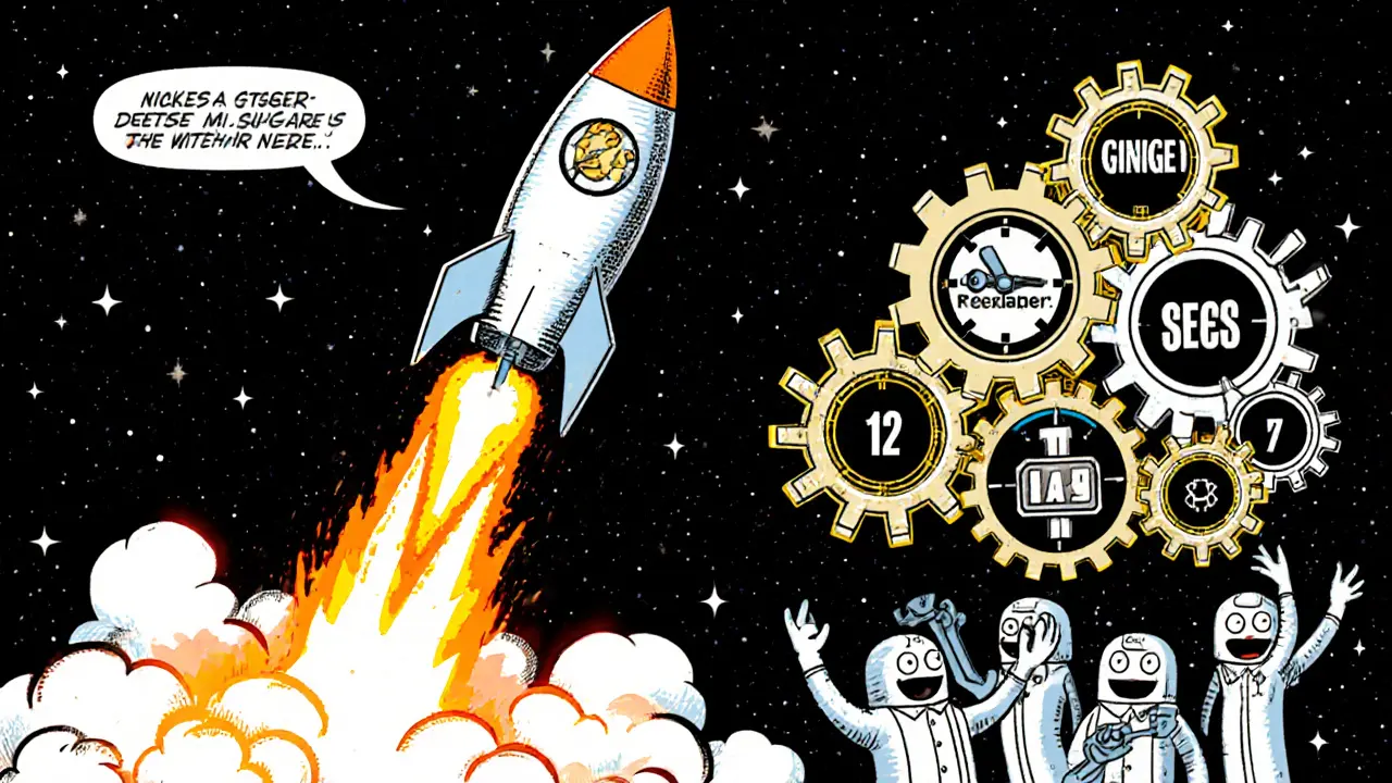 Rocket named Ginger launching, representing faster block times and parallel validator processing.