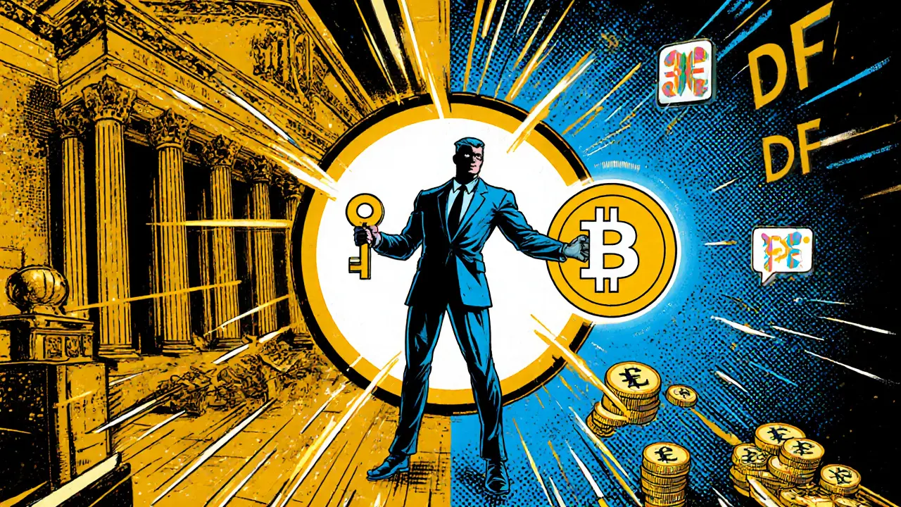 Hero uses EQX token to unlock a portal merging traditional banking and DeFi worlds.