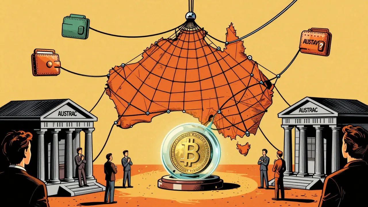 A regulatory net trapping privacy coins while institutions approve, in vintage 1970s comic style.