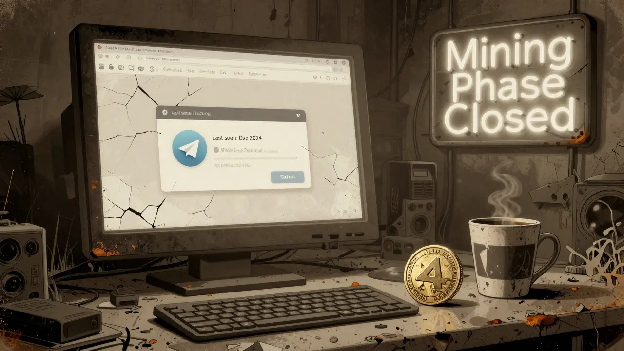 Abandoned monitor showing dead Archimedes Protocol website with lonely ACMD token