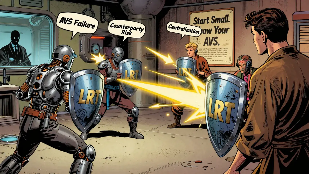 Stakers train in a dojo, dodging slashing risks while mentors guide them with shields.