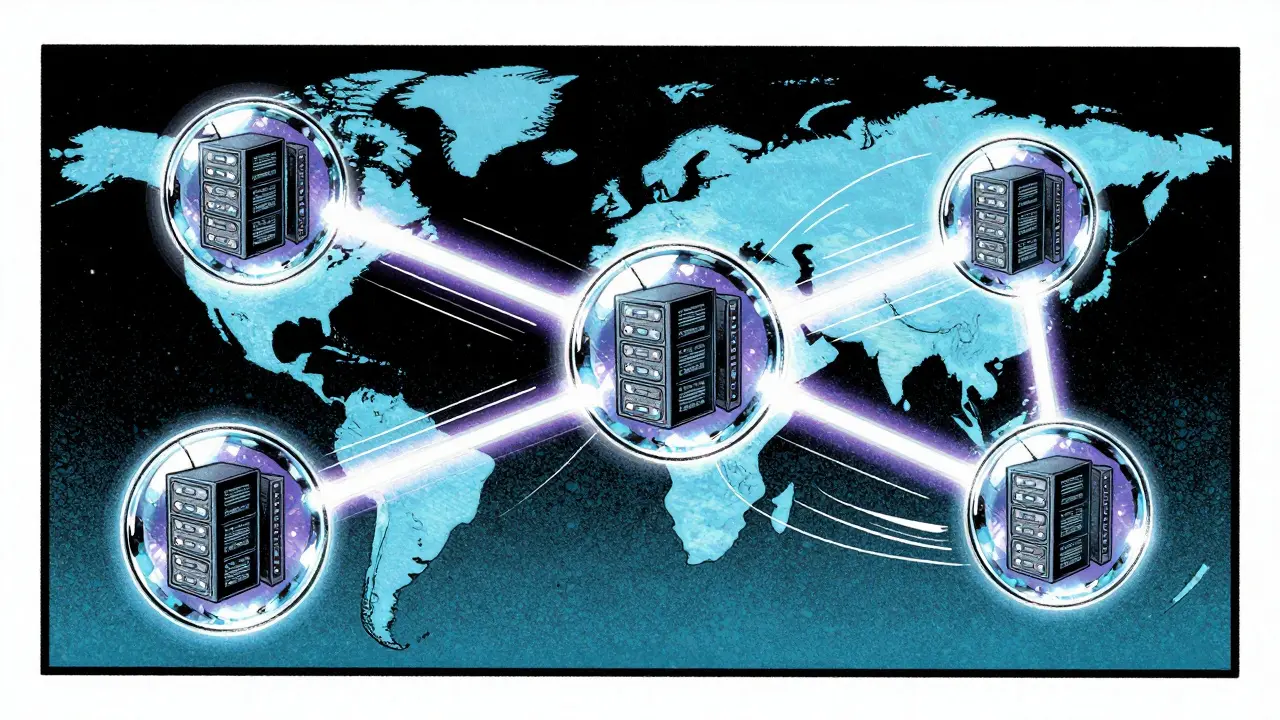 Network of floating data nodes connected by light beams