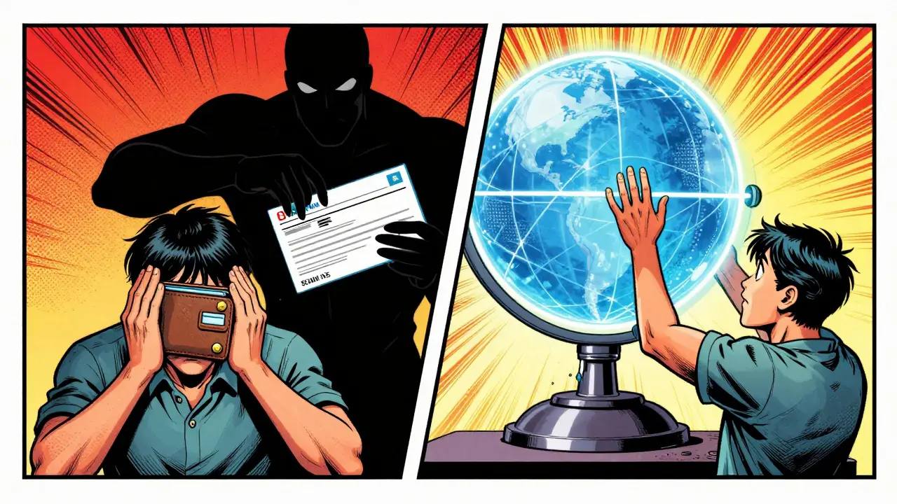 User resisting a scammer and participating in governance in comic style