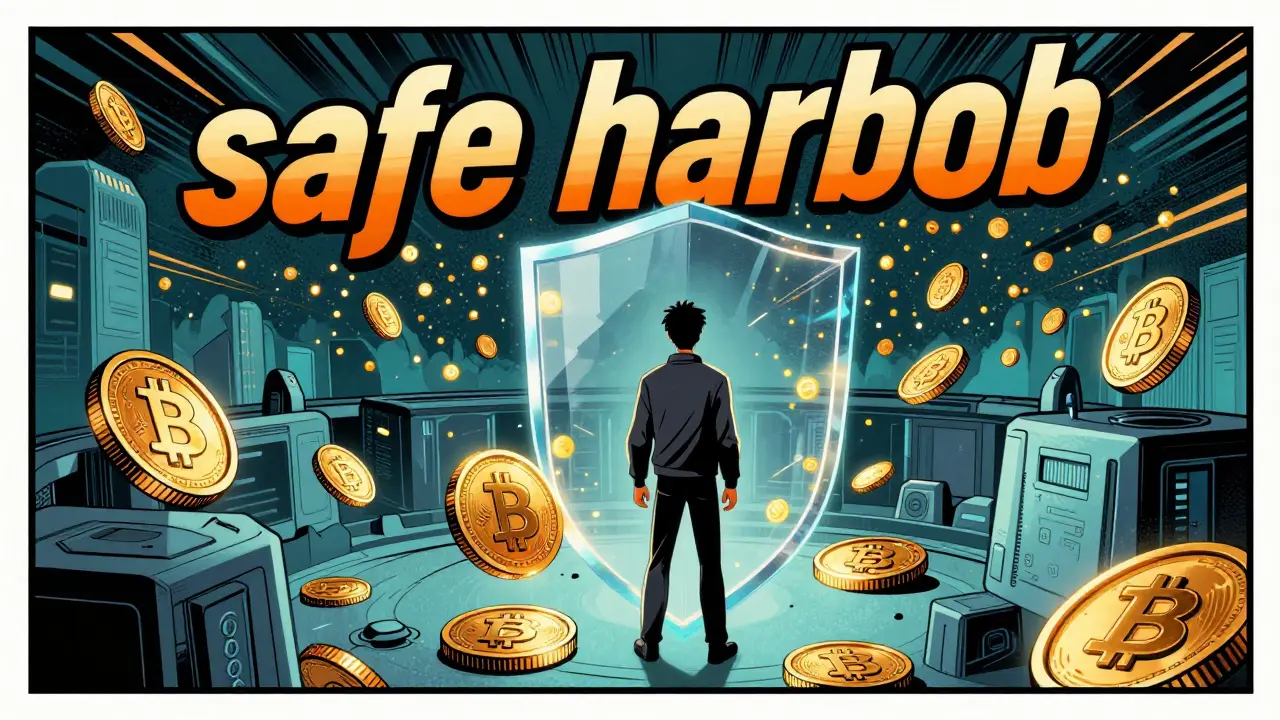 Vintage comic illustration of a secure digital fortress protecting major cryptocurrencies
