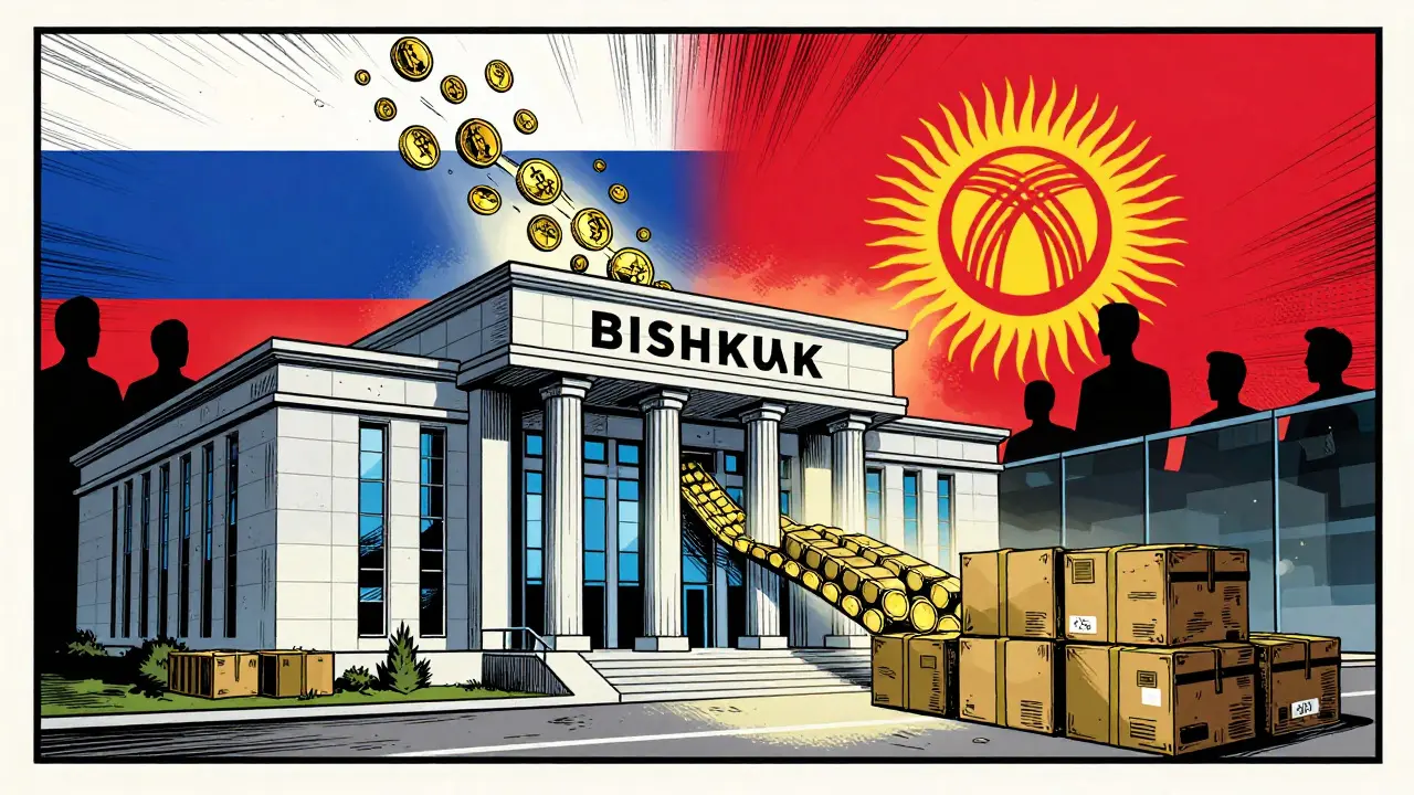 Bank building acting as a gateway for converting crypto to military supplies