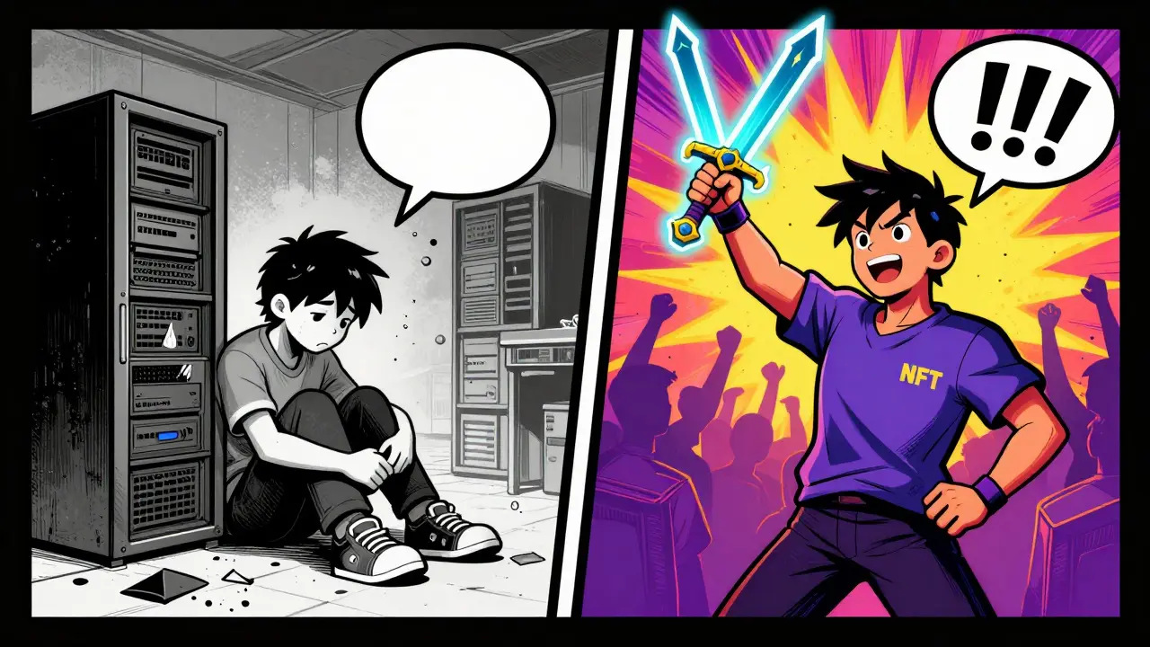Contrast between lost game items and owned NFTs
