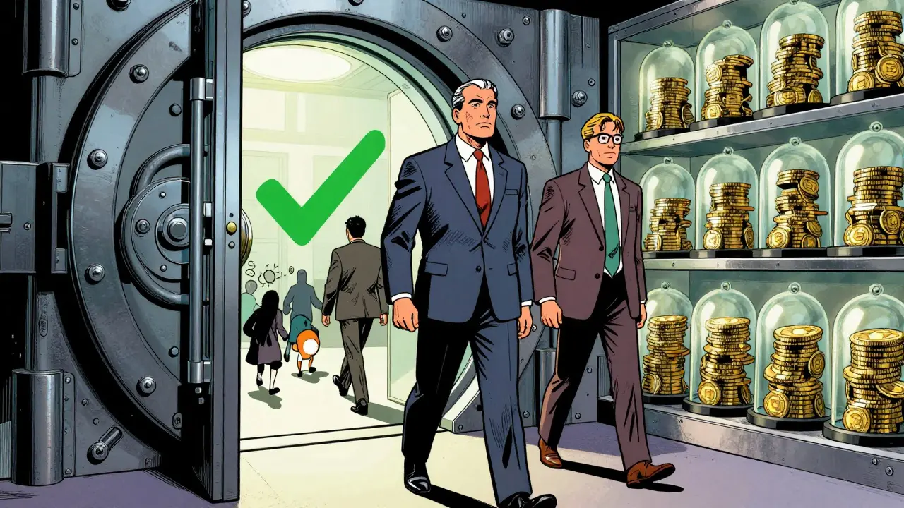 Institutional investors entering a secure, regulated crypto vault