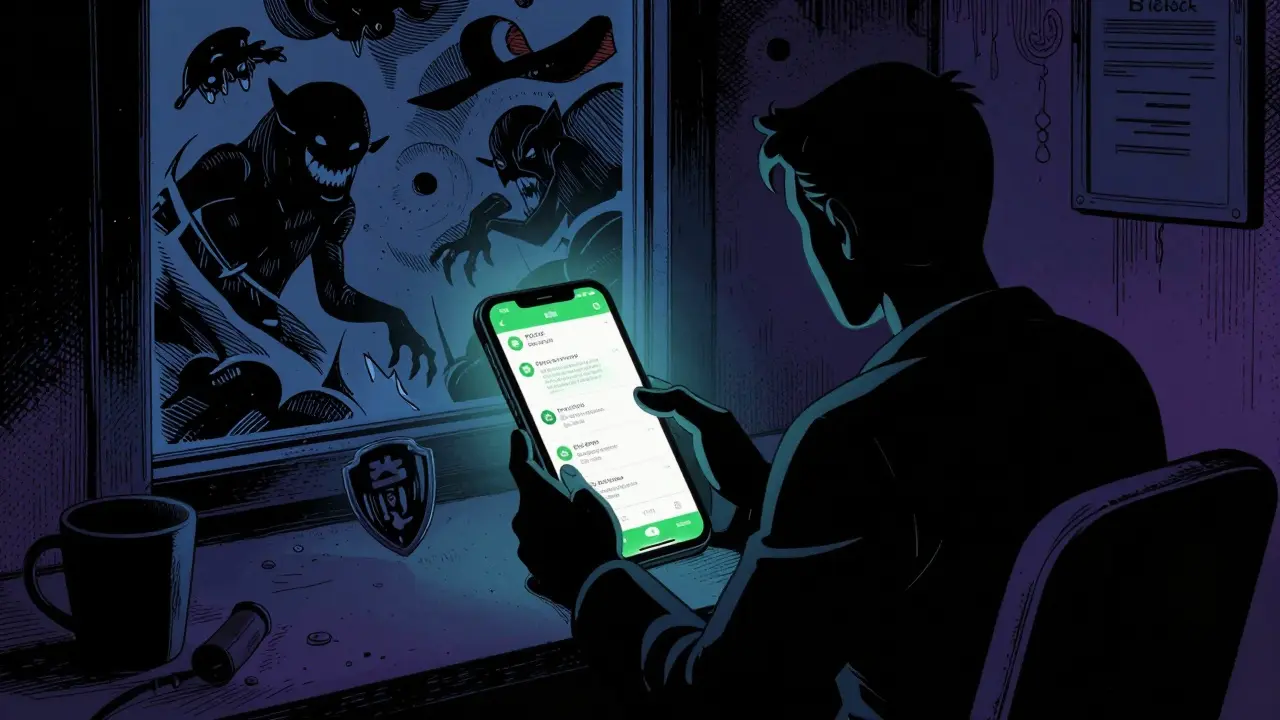 Retro comic illustrating a user navigating crypto risks with digital privacy tools.
