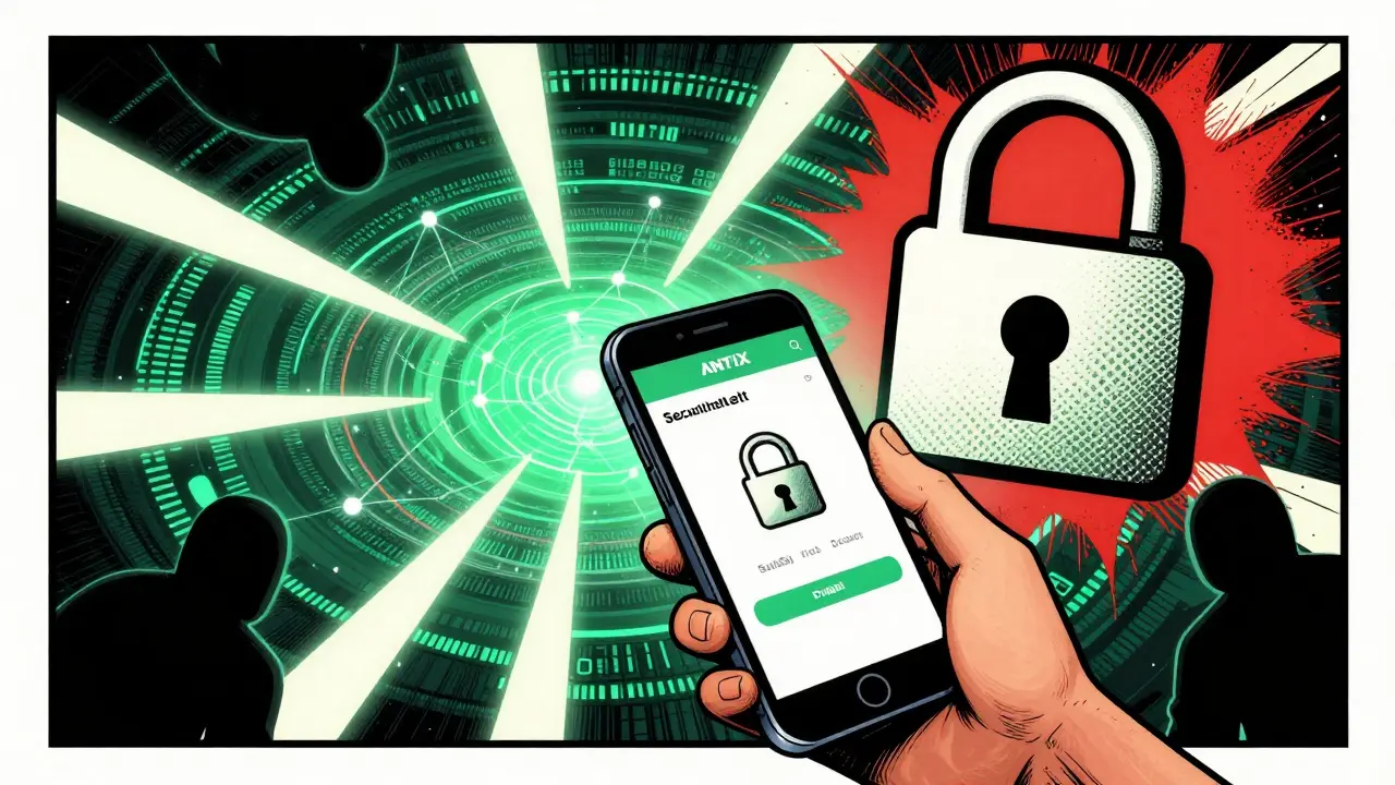 Secure wallet protection against scams in comic style