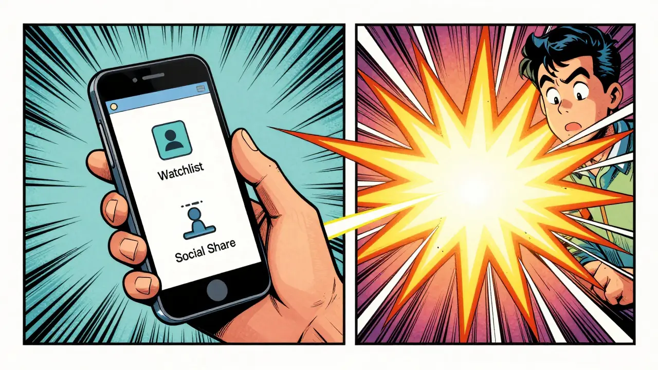 Comic book art of smartphone sharing airdrop entry with energy bursts