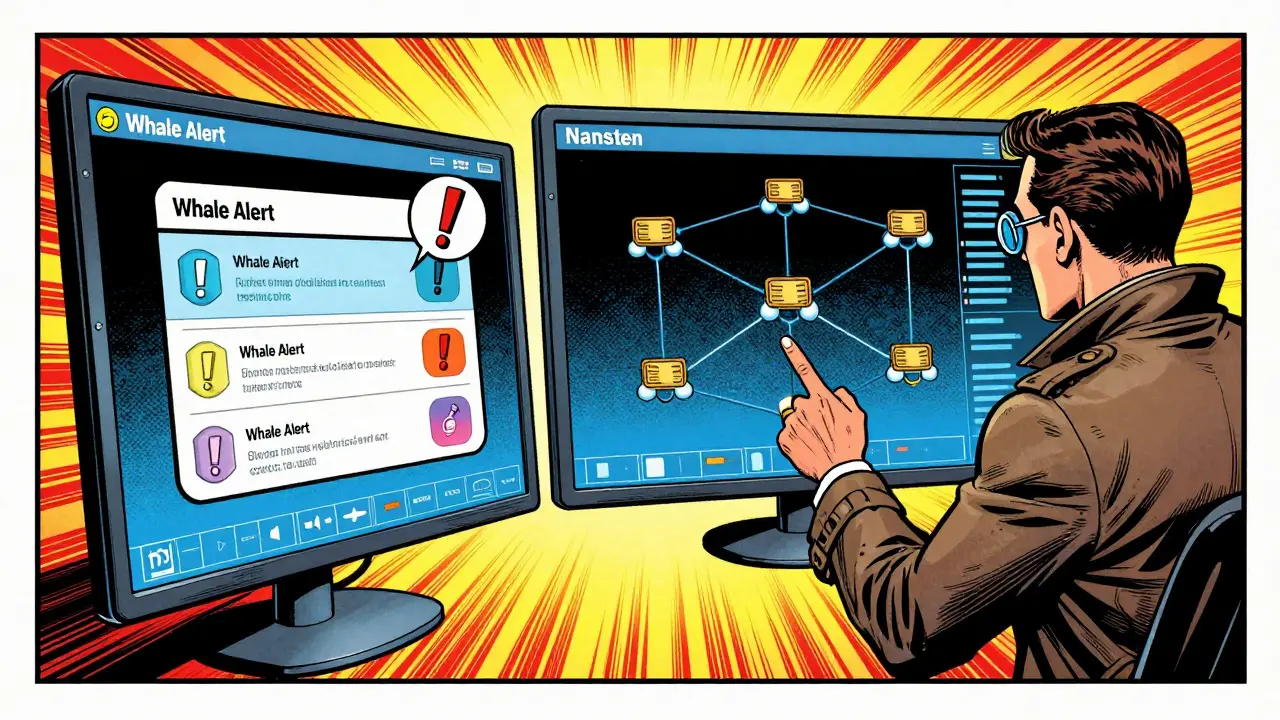 Detective analyzing whale tracking tools on vintage comic dashboards