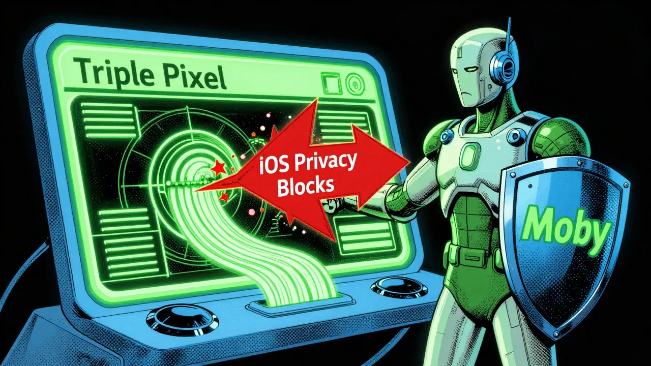 Heroic AI dashboard blocking privacy blocks with glowing neon lights in retro comic art.