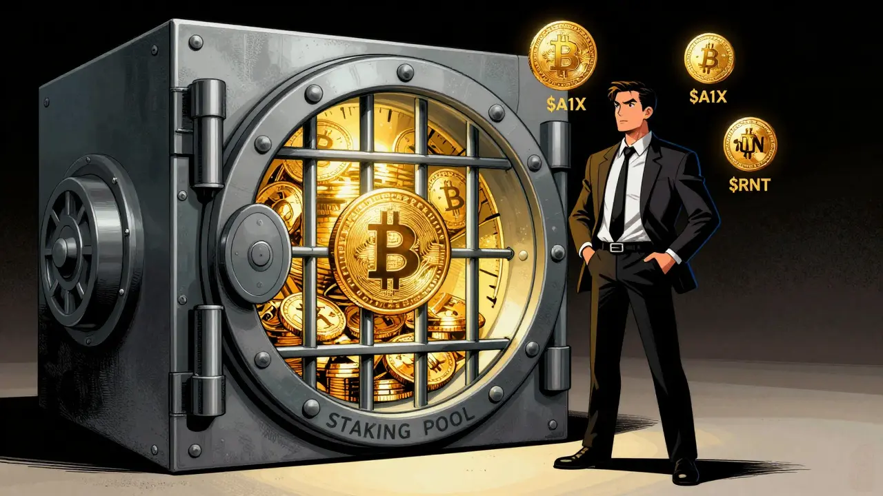 Investor securing B2M tokens in staking vault