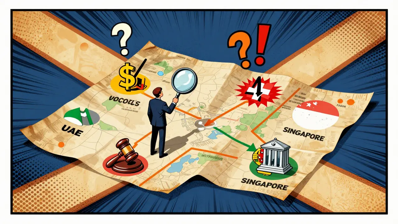 Retro comic map illustrating strategic choices for crypto traders