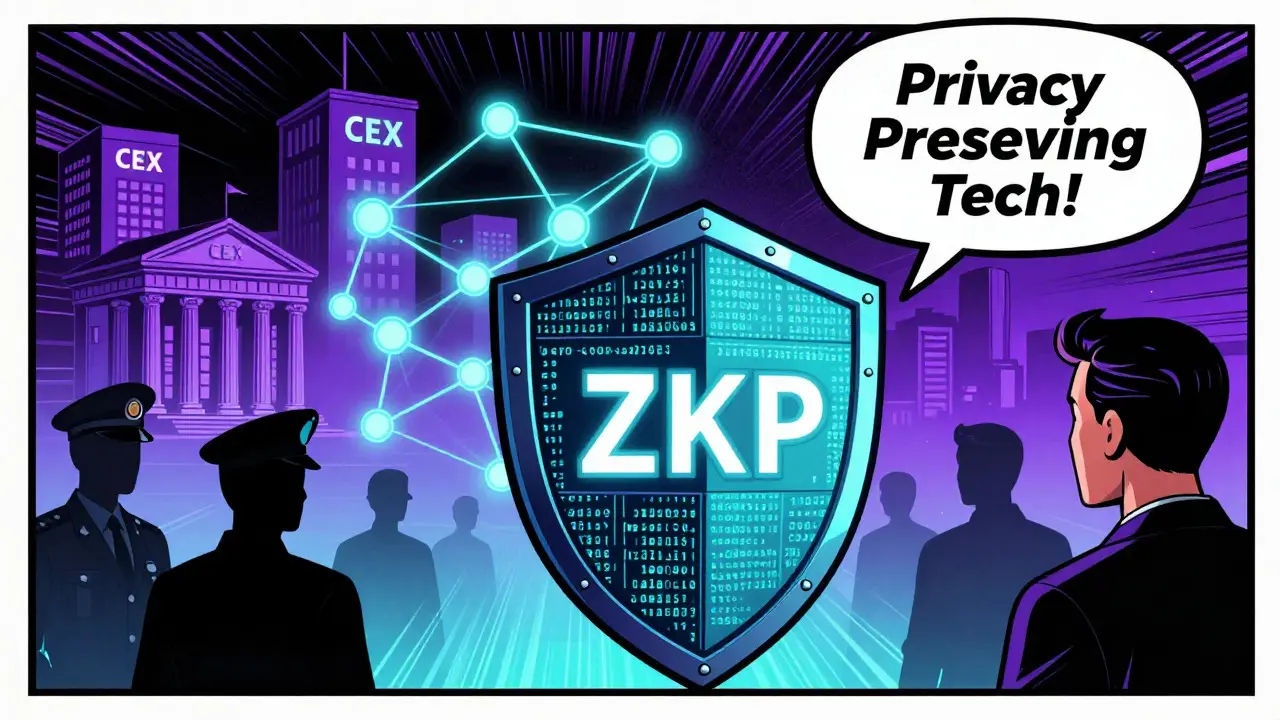 Comic illustration of zero-knowledge proofs protecting user privacy