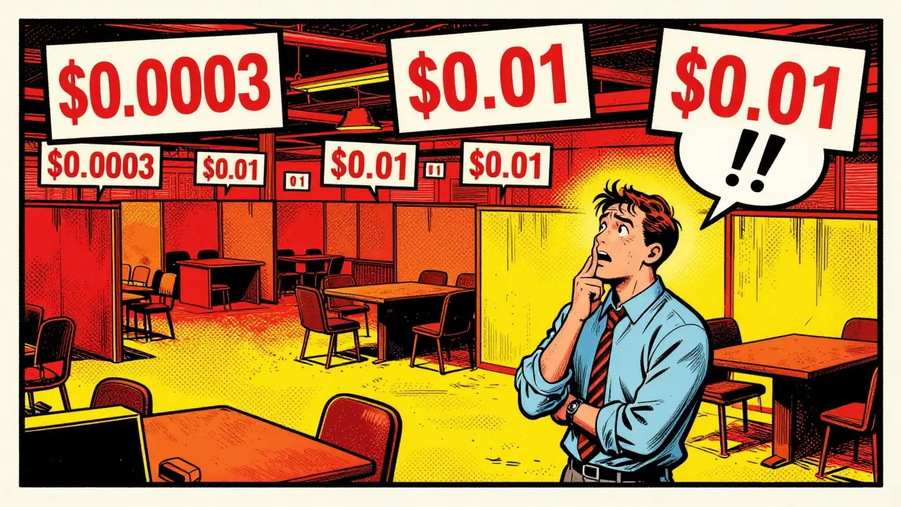 Confused trader amidst chaotic price tags and empty desks showing low liquidity