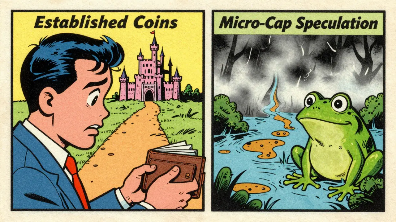 Investor choosing between safe path and risky swamp