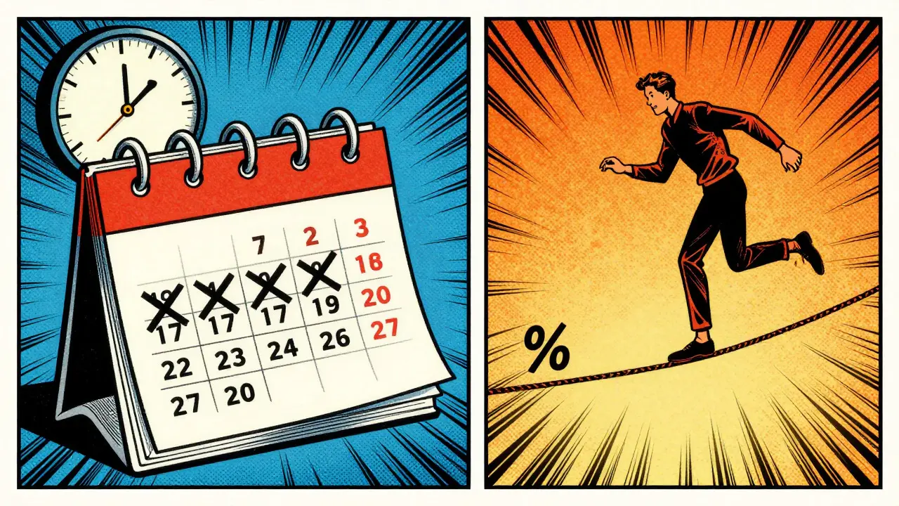 Split panel comparing time-based vs threshold rebalancing strategies in retro comic art
