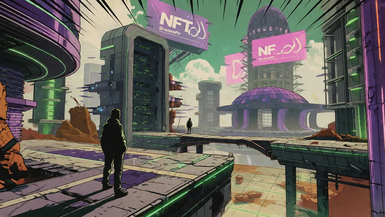 Decaying metaverse landscape representing stalled Lovelace World development