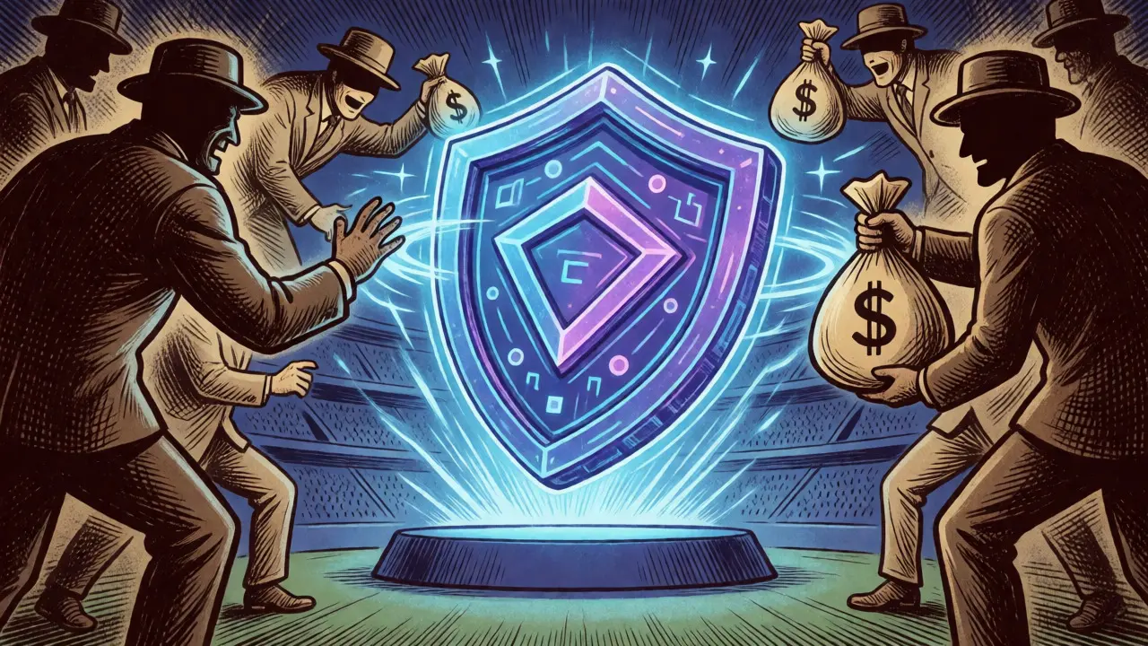 Digital shield blocking scalpers from stealing revenue via smart contract royalties.